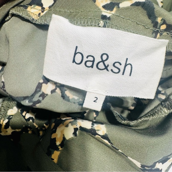 ba&sh Mocean Khaki Patterned Long Sleeve Blouse Size 6 - Picture 10 of 15